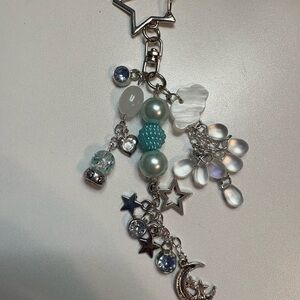 Silver and Blue Star Charm Key Holder